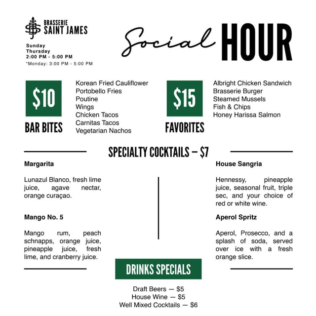 Happy Hour at Brasserie Saint James